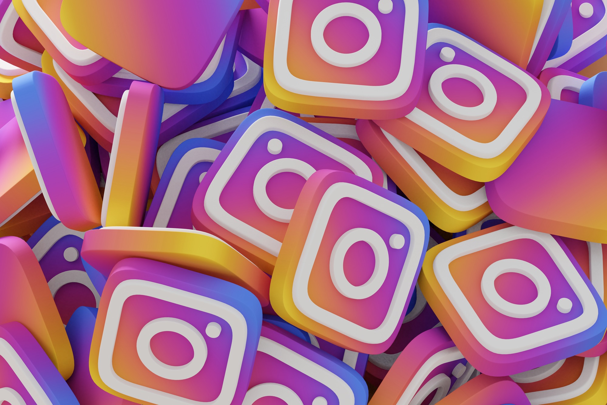 many instagram icons 3d render close up 1